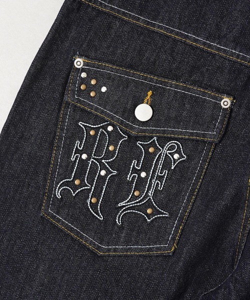 1111clothing（ワンフォークロージング）の「13oz リベット使い リジッドデニム / 13oz Rivet-Detailed Rigid Denim（デニムパンツ・メンズ・インディゴブルー/ブラック・XL/L/M）」の12枚目の写真