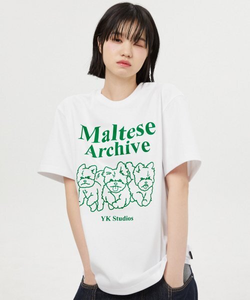 WaiKei(ワイケイ)の「マルチーズアーカイブライングラフィック半袖Tシャツホワイト(Tシャツ/カットソー・レディース・その他・3/2/1)」の2枚目の写真