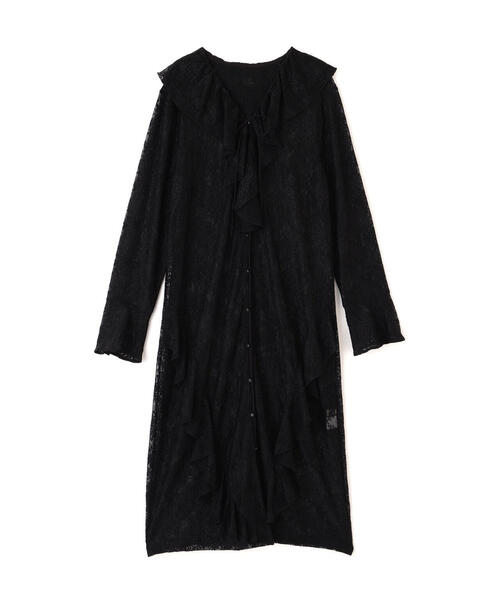 FREE'S MART（フリーズマート）の「◆前開きラッフルフリルレースワンピース（ワンピース・レディース・ホワイト/ブラック・FREE）」の3枚目の写真