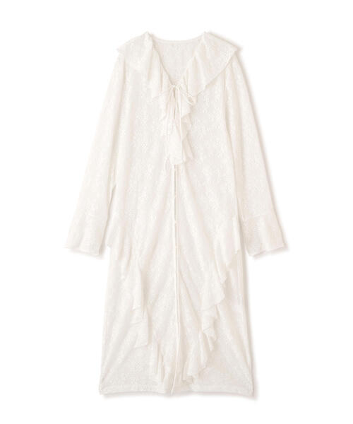 FREE'S MART（フリーズマート）の「◆前開きラッフルフリルレースワンピース（ワンピース・レディース・ホワイト/ブラック・FREE）」の14枚目の写真