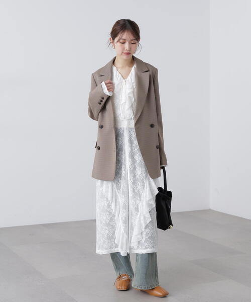 FREE'S MART（フリーズマート）の「◆前開きラッフルフリルレースワンピース（ワンピース・レディース・ホワイト/ブラック・FREE）」の19枚目の写真