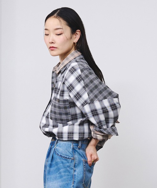 ROSE BUD(ローズバッド)の「MIXED CHECK SHIRTS(シャツ/ブラウス・レディース・ベージュ/ブラック・ONE SIZE)」の13枚目の写真