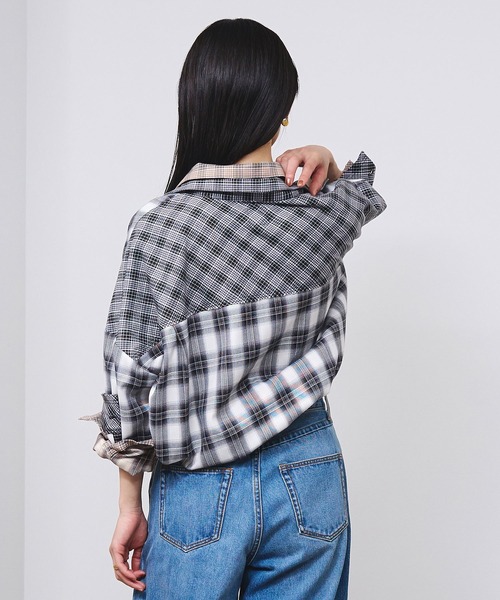 ROSE BUD(ローズバッド)の「MIXED CHECK SHIRTS(シャツ/ブラウス・レディース・ベージュ/ブラック・ONE SIZE)」の14枚目の写真