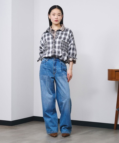 ROSE BUD(ローズバッド)の「MIXED CHECK SHIRTS(シャツ/ブラウス・レディース・ベージュ/ブラック・ONE SIZE)」の15枚目の写真