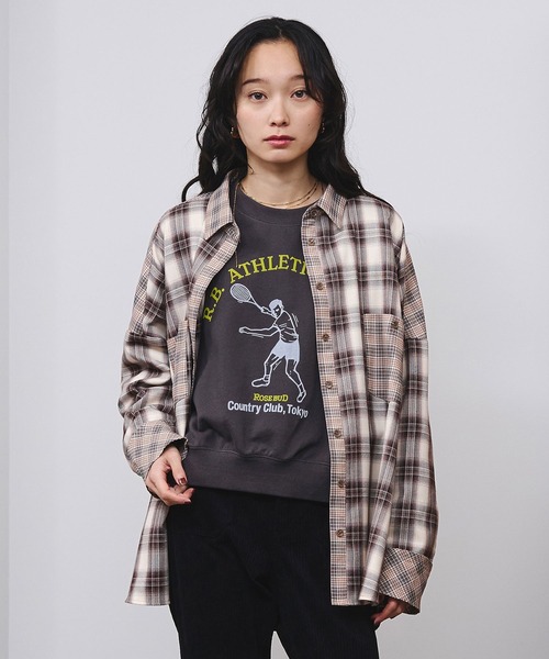 ROSE BUD(ローズバッド)の「MIXED CHECK SHIRTS(シャツ/ブラウス・レディース・ベージュ/ブラック・ONE SIZE)」の4枚目の写真