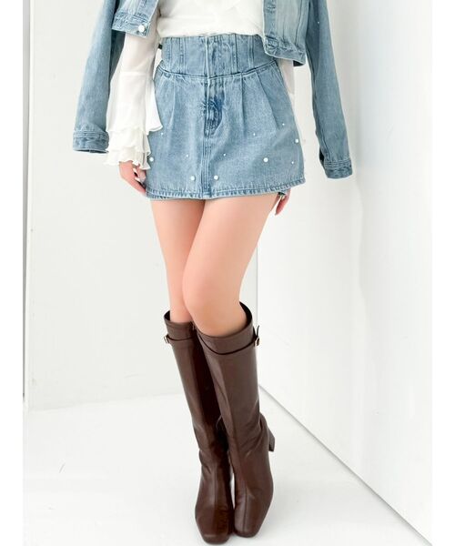 dazzlin（ダズリン）の「パールハイウエストデニムスカパン（デニムパンツ・レディース・ブルー/インディゴブルー・MEDIUM/SMALL）」の2枚目の写真