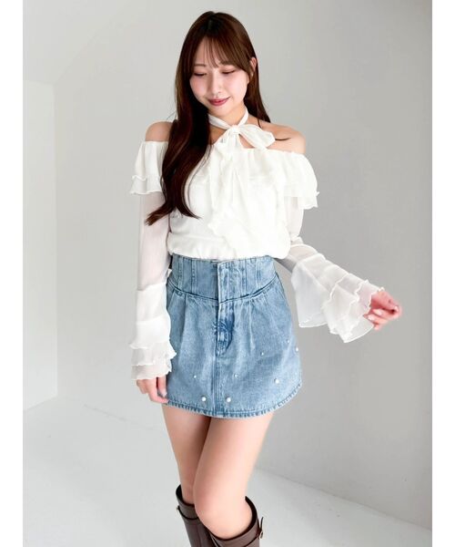 dazzlin（ダズリン）の「パールハイウエストデニムスカパン（デニムパンツ・レディース・ブルー/インディゴブルー・MEDIUM/SMALL）」の11枚目の写真