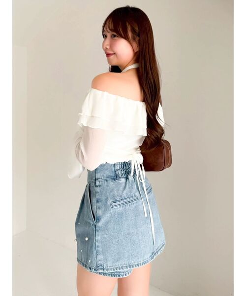 dazzlin（ダズリン）の「パールハイウエストデニムスカパン（デニムパンツ・レディース・ブルー/インディゴブルー・MEDIUM/SMALL）」の12枚目の写真