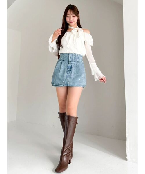 dazzlin（ダズリン）の「パールハイウエストデニムスカパン（デニムパンツ・レディース・ブルー/インディゴブルー・MEDIUM/SMALL）」の13枚目の写真