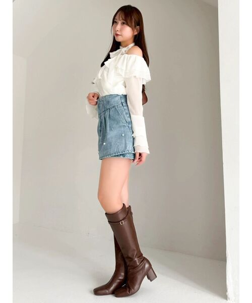 dazzlin（ダズリン）の「パールハイウエストデニムスカパン（デニムパンツ・レディース・ブルー/インディゴブルー・MEDIUM/SMALL）」の14枚目の写真