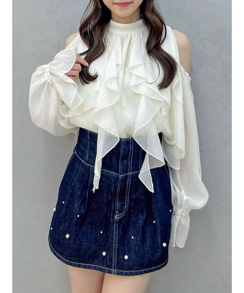 dazzlin（ダズリン）の「パールハイウエストデニムスカパン（デニムパンツ・レディース・ブルー/インディゴブルー・MEDIUM/SMALL）」の19枚目の写真