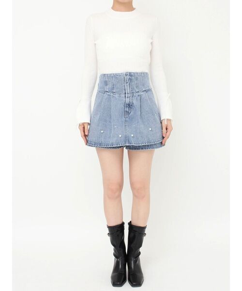 dazzlin（ダズリン）の「パールハイウエストデニムスカパン（デニムパンツ・レディース・ブルー/インディゴブルー・MEDIUM/SMALL）」の5枚目の写真