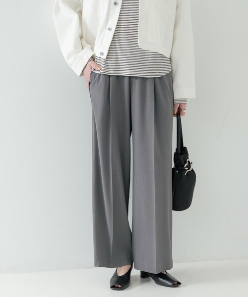 GALLEST（ギャレスト）の「Comfy SET UP｜イージーストレートワイドパンツ【セットアップ対応／通勤／カセット服／接触冷感／UVカット】（その他パンツ・レディース・ブラック/ダークグレー/キャメル/ライトブルー/オリーブ/グレー系その他6・40/38/36/34）」の3枚目の写真