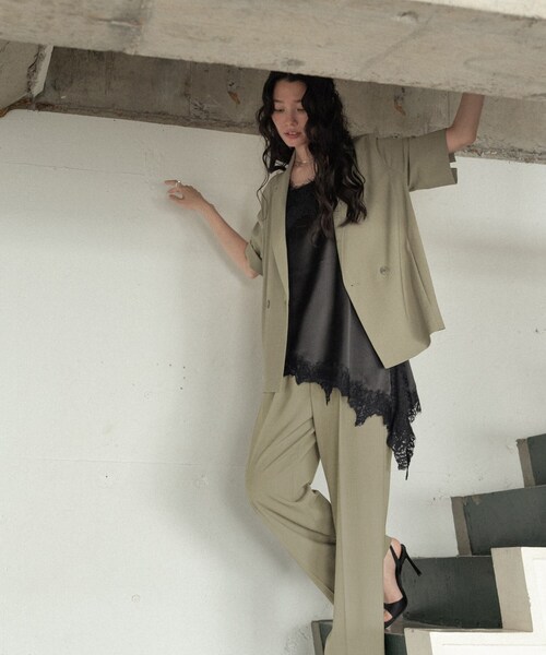GALLEST（ギャレスト）の「Comfy SET UP｜イージーストレートワイドパンツ【セットアップ対応／通勤／カセット服／接触冷感／UVカット】（その他パンツ・レディース・ブラック/ダークグレー/キャメル/ライトブルー/オリーブ/グレー系その他6・40/38/36/34）」の7枚目の写真
