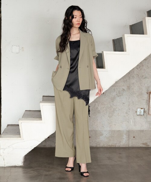 GALLEST（ギャレスト）の「Comfy SET UP｜イージーストレートワイドパンツ【セットアップ対応／通勤／カセット服／接触冷感／UVカット】（その他パンツ・レディース・ブラック/ダークグレー/キャメル/ライトブルー/オリーブ/グレー系その他6・40/38/36/34）」の9枚目の写真