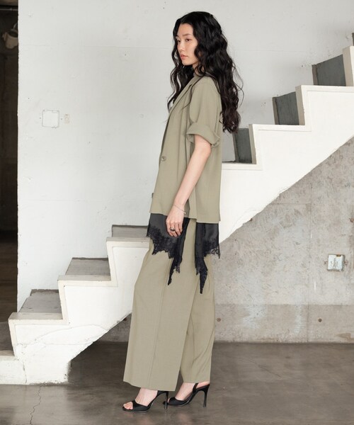 GALLEST（ギャレスト）の「Comfy SET UP｜イージーストレートワイドパンツ【セットアップ対応／通勤／カセット服／接触冷感／UVカット】（その他パンツ・レディース・ブラック/ダークグレー/キャメル/ライトブルー/オリーブ/グレー系その他6・40/38/36/34）」の10枚目の写真