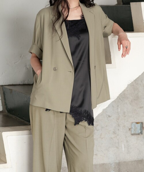 GALLEST（ギャレスト）の「Comfy SET UP｜イージーストレートワイドパンツ【セットアップ対応／通勤／カセット服／接触冷感／UVカット】（その他パンツ・レディース・ブラック/ダークグレー/キャメル/ライトブルー/オリーブ/グレー系その他6・40/38/36/34）」の13枚目の写真