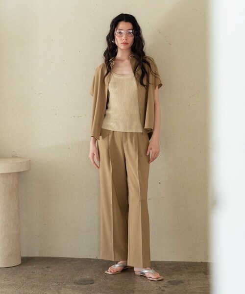 GALLEST（ギャレスト）の「Comfy SET UP｜イージーストレートワイドパンツ【セットアップ対応／通勤／カセット服／接触冷感／UVカット】（その他パンツ・レディース・ブラック/ダークグレー/キャメル/ライトブルー/オリーブ/グレー系その他6・40/38/36/34）」の14枚目の写真