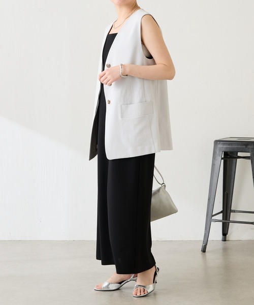 COLLAGE GALLARDAGALANTE（コラージュガリャルダガランテ）の「シェルタリングジレ/セットアップ可（ベスト・レディース・ライトグレー/ブラウン・FREE）」の6枚目の写真