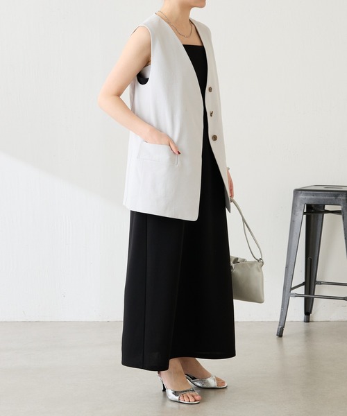 COLLAGE GALLARDAGALANTE（コラージュガリャルダガランテ）の「シェルタリングジレ/セットアップ可（ベスト・レディース・ライトグレー/ブラウン・FREE）」の8枚目の写真