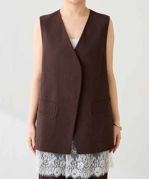 COLLAGE GALLARDAGALANTE（コラージュガリャルダガランテ）の「シェルタリングジレ/セットアップ可（ベスト・レディース・ライトグレー/ブラウン・FREE）」の20枚目の写真