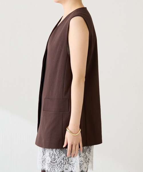 COLLAGE GALLARDAGALANTE（コラージュガリャルダガランテ）の「シェルタリングジレ/セットアップ可（ベスト・レディース・ライトグレー/ブラウン・FREE）」の21枚目の写真