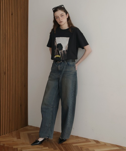 Mili affinity(ミリアフィニティー)の「オーバーサイズフォトプリントTシャツ(Tシャツ/カットソー・レディース・チャコール/ブラック/杢グレー/オフホワイト・FREE)」の6枚目の写真