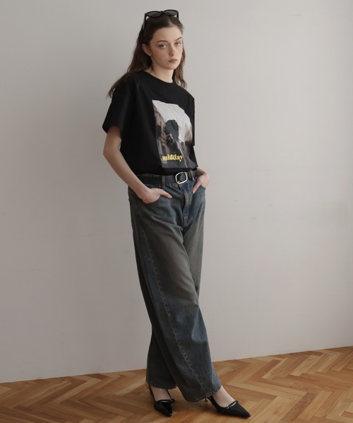 Mili affinity(ミリアフィニティー)の「オーバーサイズフォトプリントTシャツ(Tシャツ/カットソー・レディース・チャコール/ブラック/杢グレー/オフホワイト・FREE)」の10枚目の写真