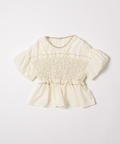 OLUN(オルン)の「shirring frill top/シャーリングフリルトップス(Tシャツ/カットソー・レディース・ブラック/アイボリー/ベージュ・FREE)」の18枚目の写真