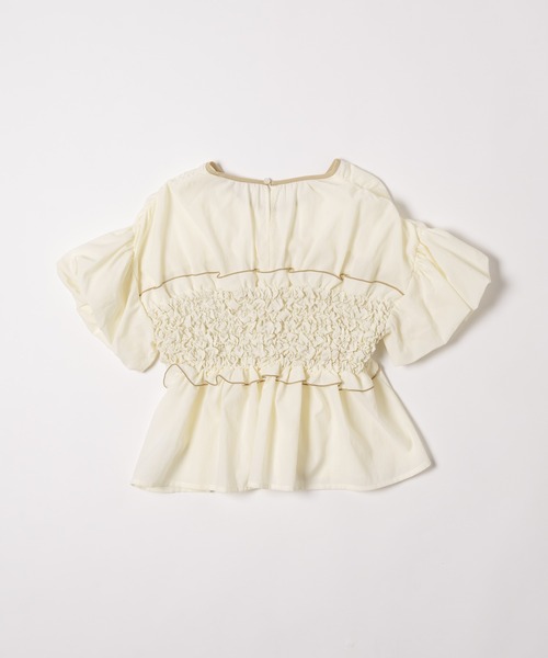 OLUN(オルン)の「shirring frill top/シャーリングフリルトップス(Tシャツ/カットソー・レディース・ブラック/アイボリー/ベージュ・FREE)」の19枚目の写真