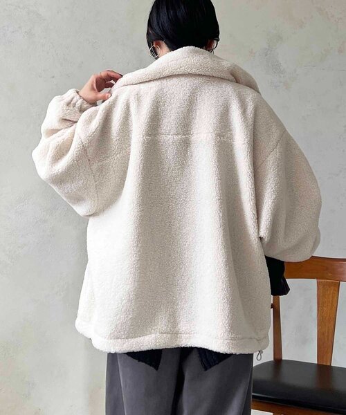 un dix cors（アンディコール）の「ボアブルゾン（ブルゾン・レディース・アイボリー/ブラック・FREE）」の4枚目の写真