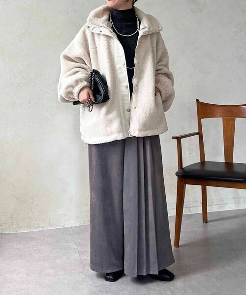 un dix cors（アンディコール）の「ボアブルゾン（ブルゾン・レディース・アイボリー/ブラック・FREE）」の5枚目の写真