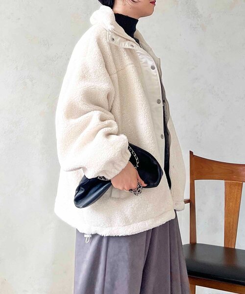 un dix cors（アンディコール）の「ボアブルゾン（ブルゾン・レディース・アイボリー/ブラック・FREE）」の6枚目の写真