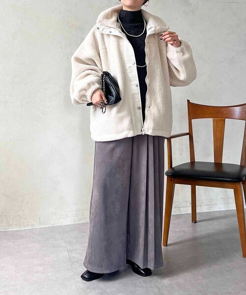 un dix cors（アンディコール）の「ボアブルゾン（ブルゾン・レディース・アイボリー/ブラック・FREE）」の7枚目の写真