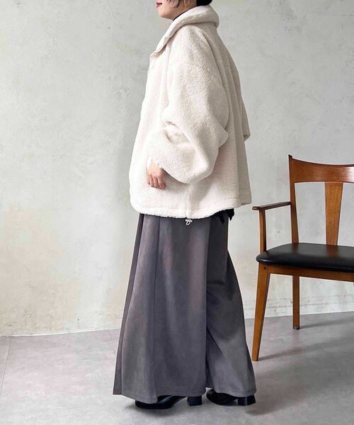 un dix cors（アンディコール）の「ボアブルゾン（ブルゾン・レディース・アイボリー/ブラック・FREE）」の8枚目の写真