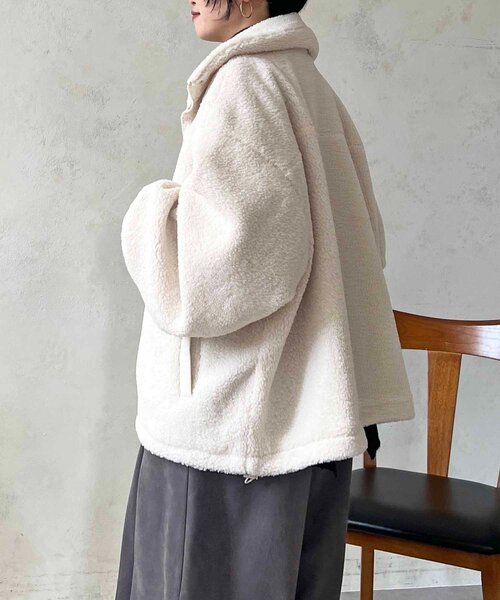 un dix cors（アンディコール）の「ボアブルゾン（ブルゾン・レディース・アイボリー/ブラック・FREE）」の9枚目の写真