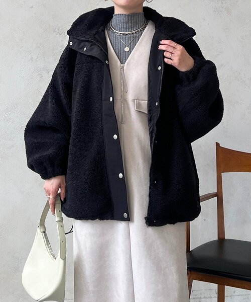 un dix cors（アンディコール）の「ボアブルゾン（ブルゾン・レディース・アイボリー/ブラック・FREE）」の13枚目の写真