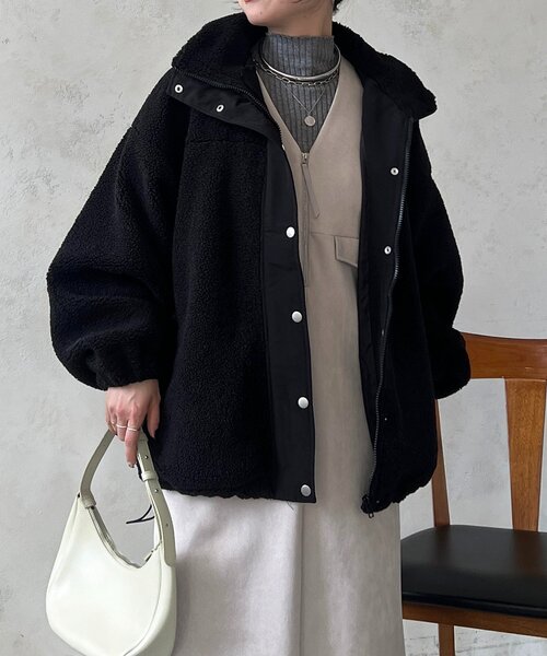 un dix cors（アンディコール）の「ボアブルゾン（ブルゾン・レディース・アイボリー/ブラック・FREE）」の16枚目の写真