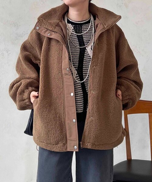 un dix cors（アンディコール）の「ボアブルゾン（ブルゾン・レディース・アイボリー/ブラック・FREE）」の19枚目の写真