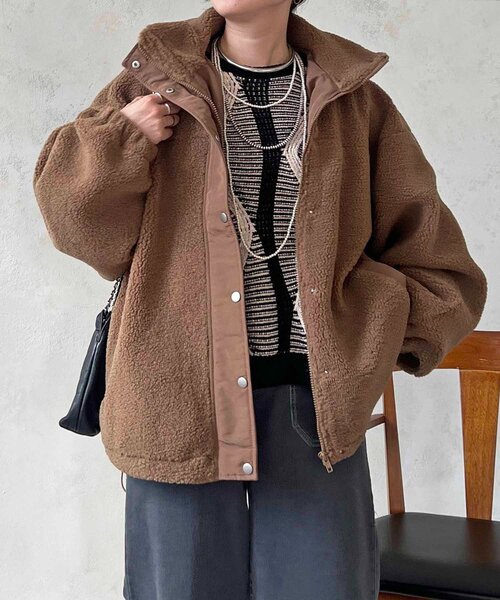 un dix cors（アンディコール）の「ボアブルゾン（ブルゾン・レディース・アイボリー/ブラック・FREE）」の22枚目の写真