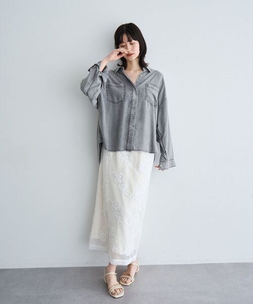 YECCA VECCA（イェッカヴェッカ）の「フラワー柄刺繍メッシュスカート（スカート・レディース・アイボリー/ブラック・FREE）」の18枚目の写真