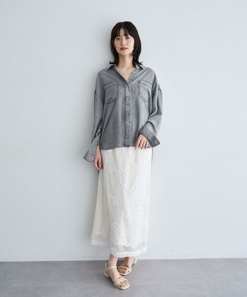 YECCA VECCA（イェッカヴェッカ）の「フラワー柄刺繍メッシュスカート（スカート・レディース・アイボリー/ブラック・FREE）」の17枚目の写真