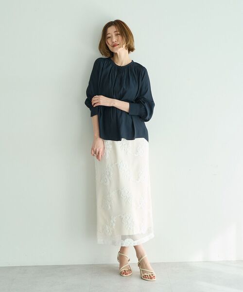 YECCA VECCA（イェッカヴェッカ）の「フラワー柄刺繍メッシュスカート（スカート・レディース・アイボリー/ブラック・FREE）」の13枚目の写真