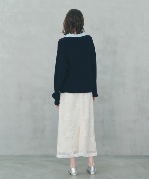 YECCA VECCA（イェッカヴェッカ）の「フラワー柄刺繍メッシュスカート（スカート・レディース・アイボリー/ブラック・FREE）」の8枚目の写真