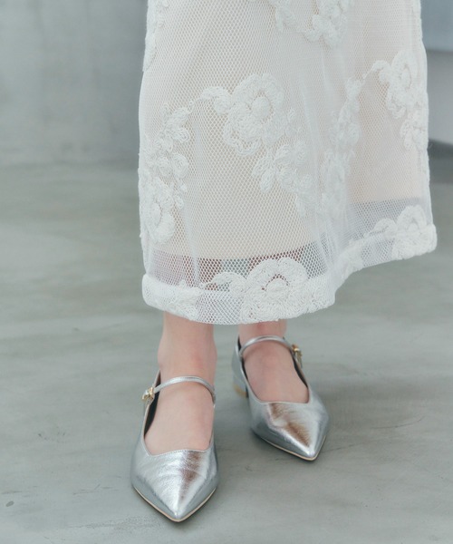 YECCA VECCA（イェッカヴェッカ）の「フラワー柄刺繍メッシュスカート（スカート・レディース・アイボリー/ブラック・FREE）」の10枚目の写真