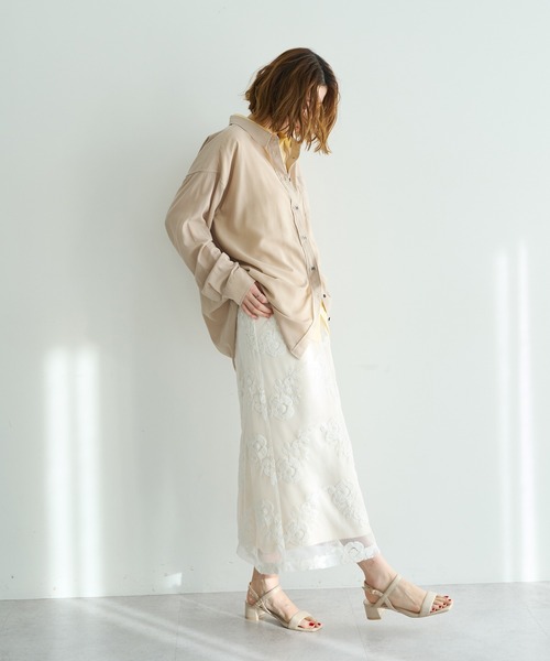 YECCA VECCA（イェッカヴェッカ）の「フラワー柄刺繍メッシュスカート（スカート・レディース・アイボリー/ブラック・FREE）」の22枚目の写真