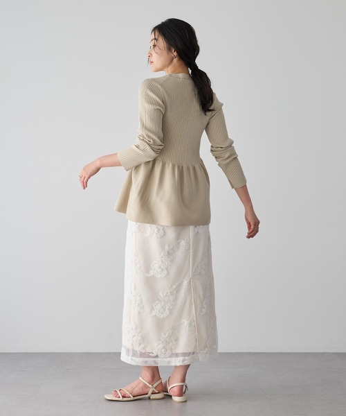 YECCA VECCA（イェッカヴェッカ）の「フラワー柄刺繍メッシュスカート（スカート・レディース・アイボリー/ブラック・FREE）」の17枚目の写真