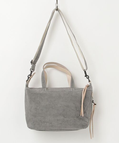 PR01.（ピーアールワン）の「REAL MIND カーボン 炭染め帆布 2WAYショルダートートバッグ（ショルダーバッグ・レディース・霜降りグレー・FREE）」の5枚目の写真