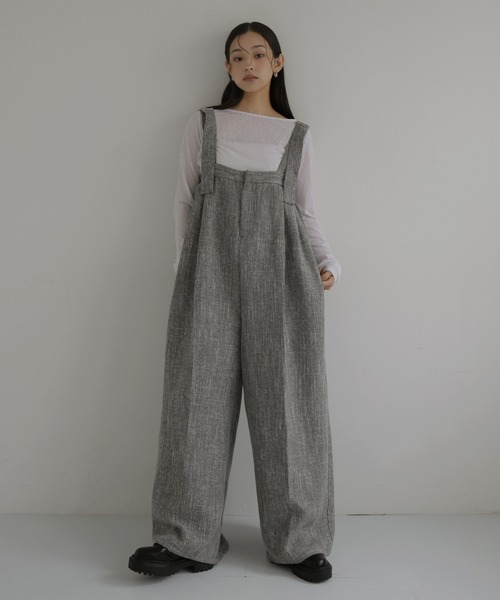 hellam(へラム)の「【セットアップ対応】サマーツイードサロペット(サロペット/オーバーオール・レディース・ブラック/グレー/ブラウン/ベージュ・FREE)」の3枚目の写真