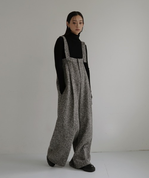 hellam(へラム)の「【セットアップ対応】サマーツイードサロペット(サロペット/オーバーオール・レディース・ブラック/グレー/ブラウン/ベージュ・FREE)」の2枚目の写真